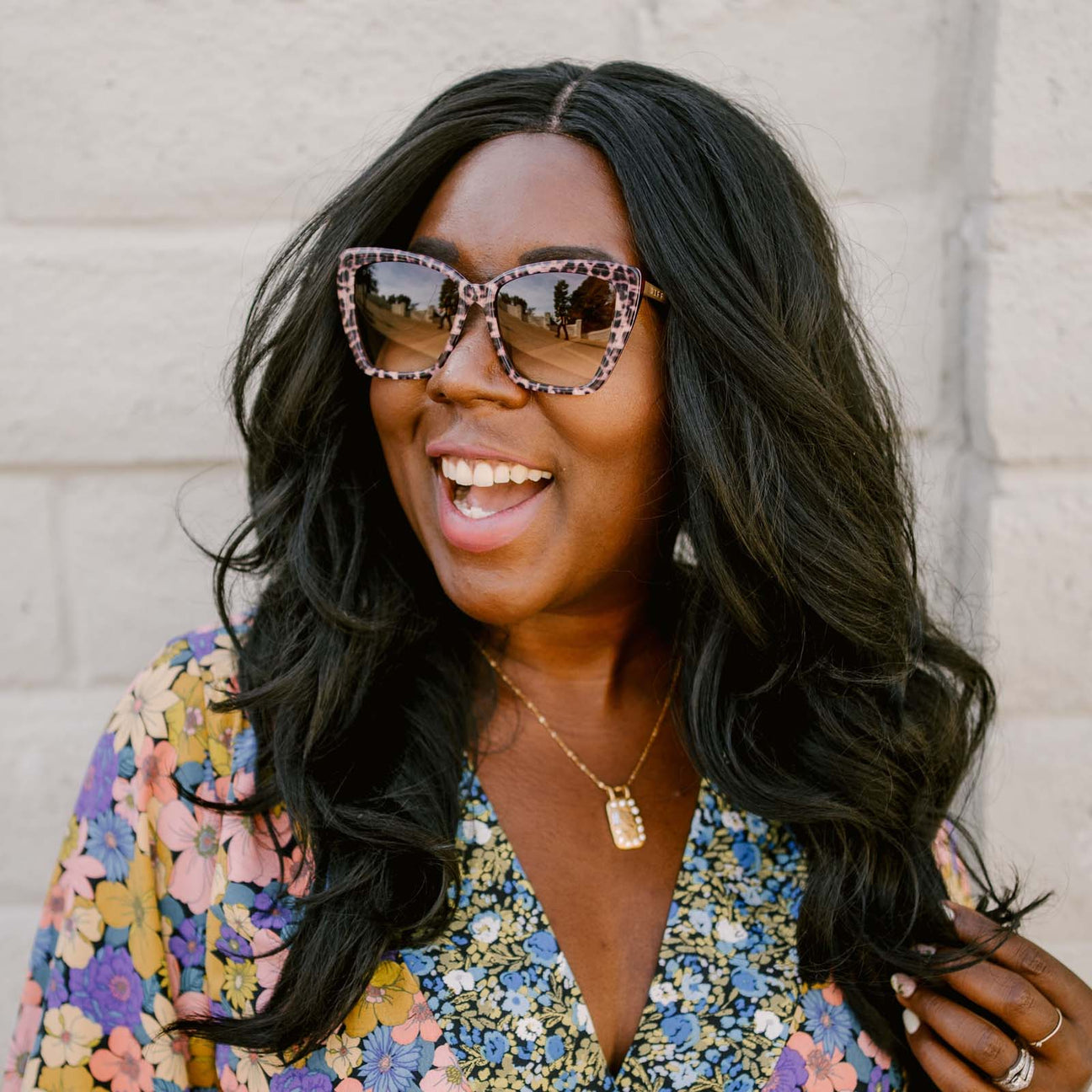 Diff Eyewear "Becky II" Leopard Tortoise + Brown Gradient