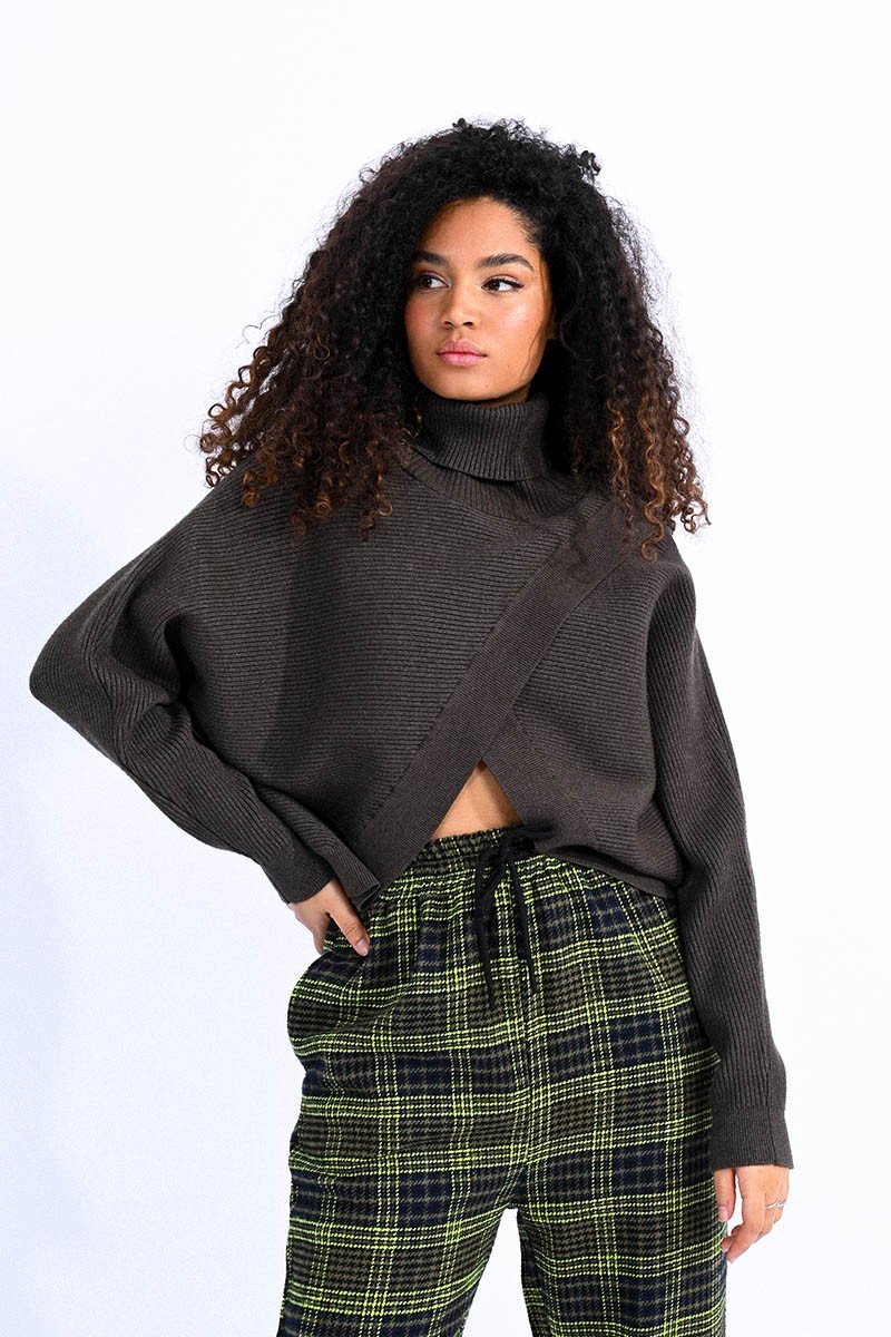 Lili Sidonio Turtleneck Knitted Sweater-Khaki