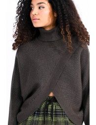 Lili Sidonio Turtleneck Knitted Sweater-Khaki