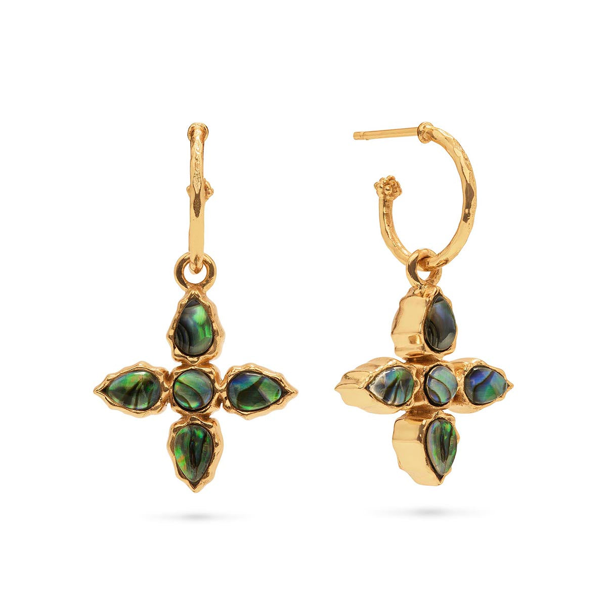 Capucine de Wulf Aurora Hoop Earrings with Double Sided Charm-Abalone/MOP