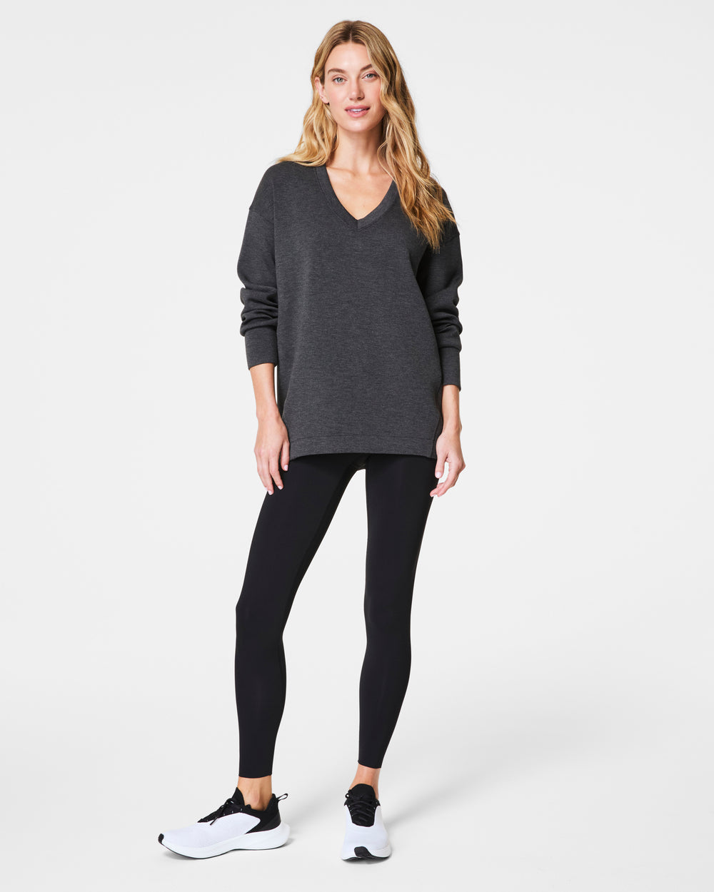 Spanx SPANX® AirEssentials Brushed V-Neck Tunic-Dark Grey Heather