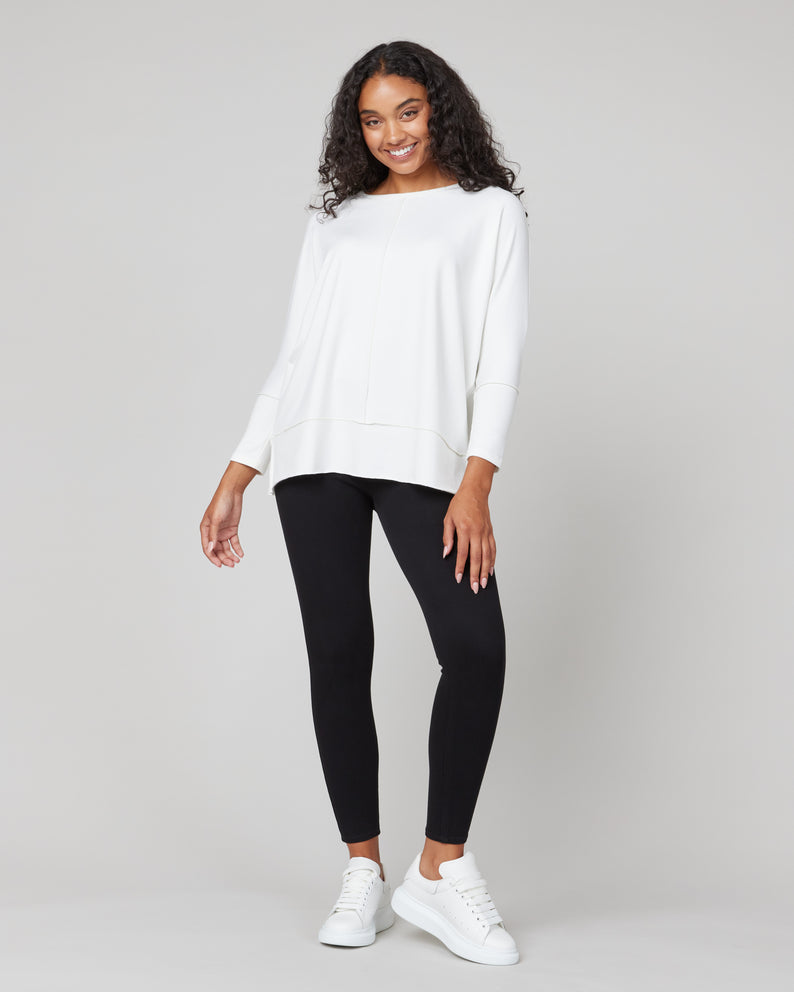 Spanx Perfect Length Top Dolman Sweatshirt-Powder