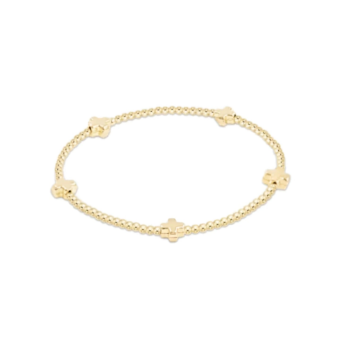 Enewton EGIRL “Signature Cross” Small Gold Pattern 2mm Bead Bracelet