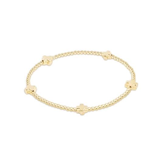 Enewton EGIRL “Signature Cross” Small Gold Pattern 2mm Bead Bracelet