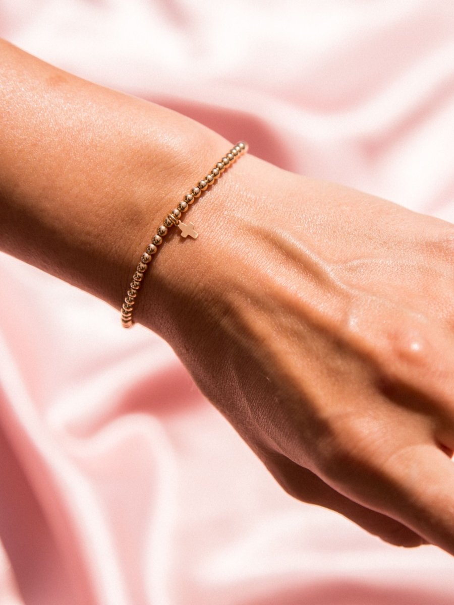 LeMel Everyday Stretch Bracelet with Cross Charm -Standard 6.5"