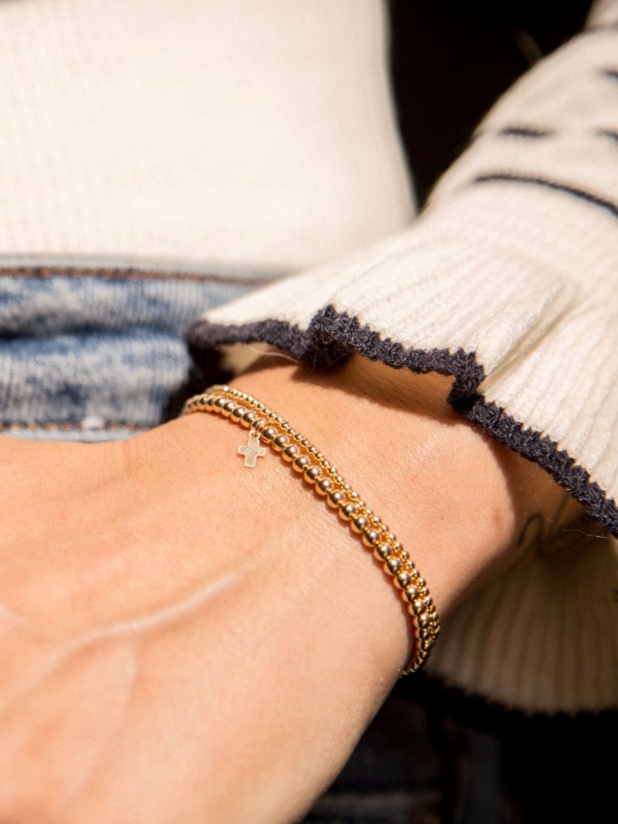 LeMel Everyday Stretch Bracelet with Cross Charm -Standard 6.5"