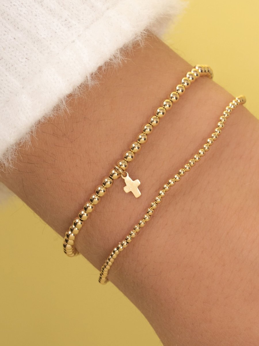 LeMel Everyday Stretch Bracelet with Cross Charm -Standard 6.5"