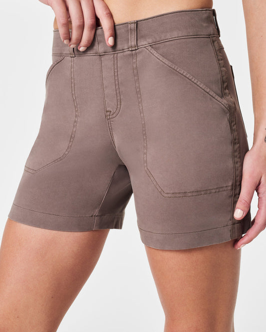 Spanx Stretch Twill Shorts, 6"-Smoke