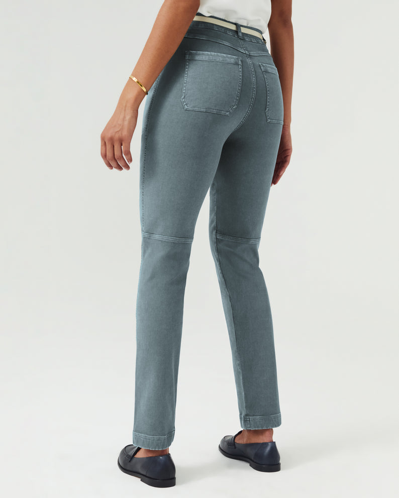 Spanx Stretch Twill Straight Leg Pant-Hazy Grey Blue