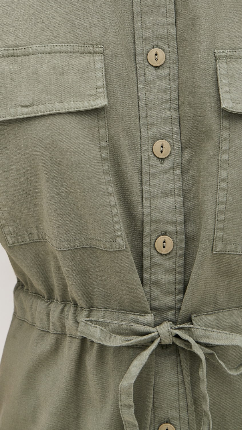 Faherty Utility Twill Mini Sundress-Coastal Sage