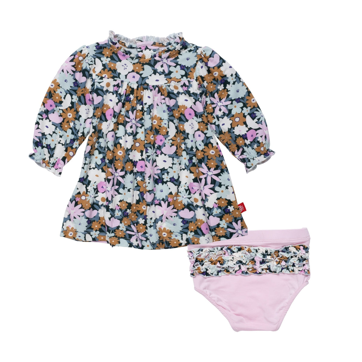Magnetic Me "Finchley" Modal Magnetic Little Baby Dress + Diaper Cover Set