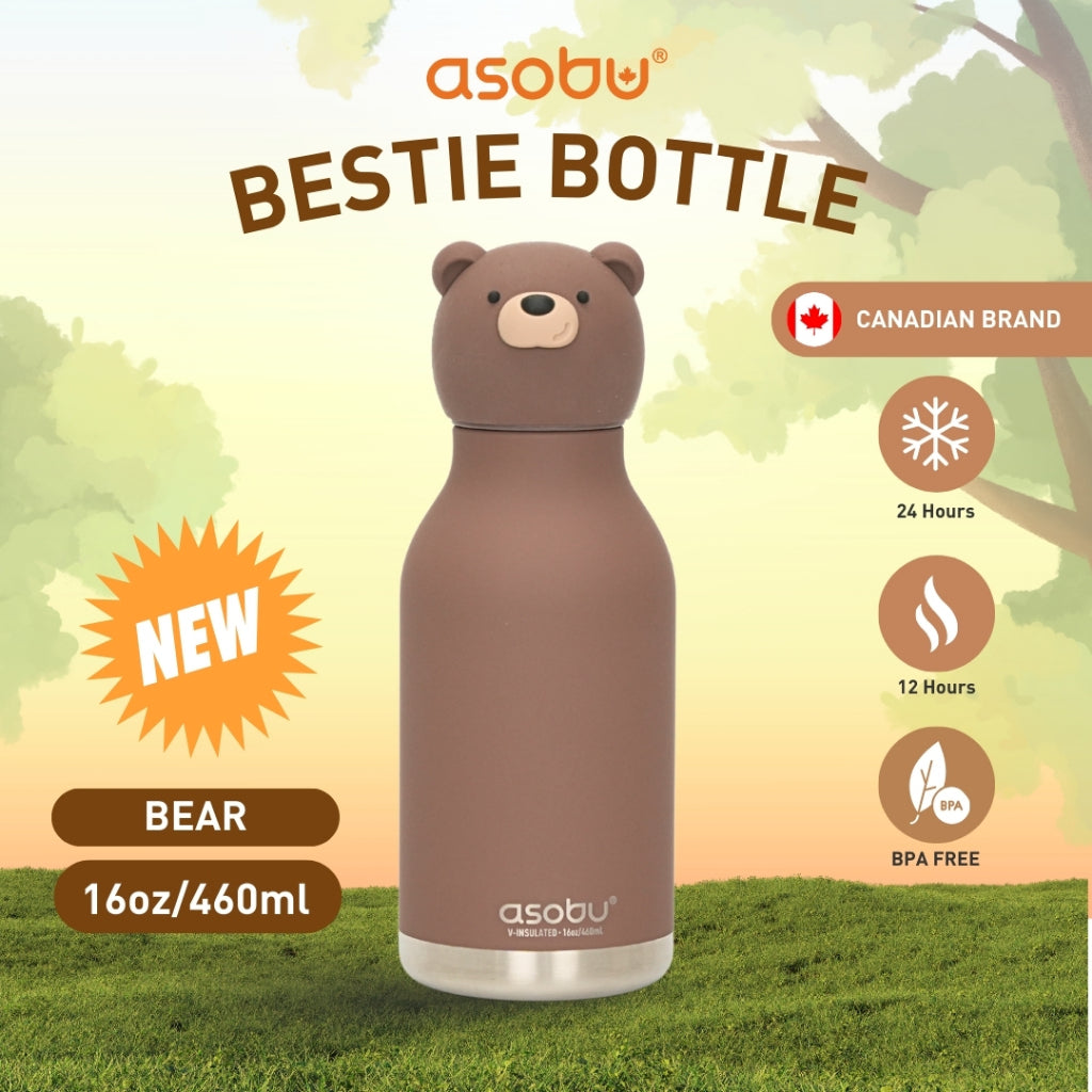 ASOBU Bestie Water Bottle - Brown Bear