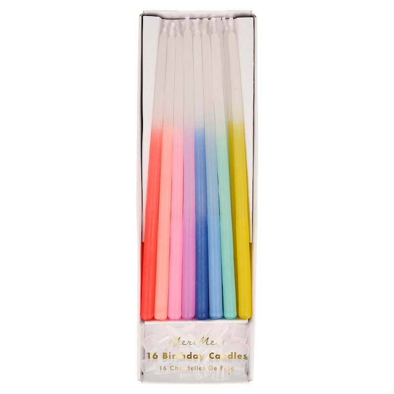 Meri Meri Rainbow Dipped Tapered Candles-Box of 16