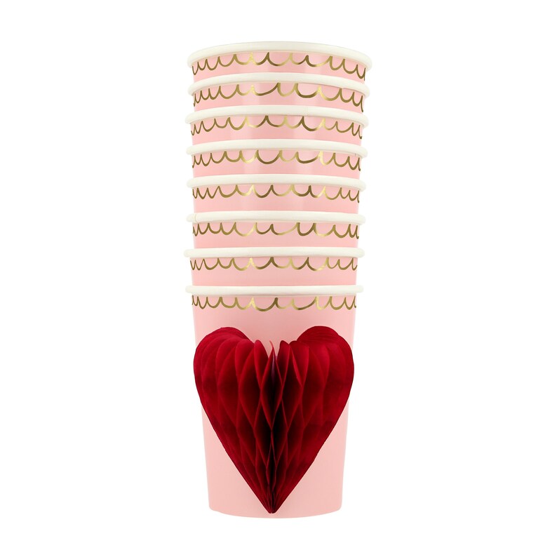 Meri Meri Honeycomb Heart Cups (Set of 8)