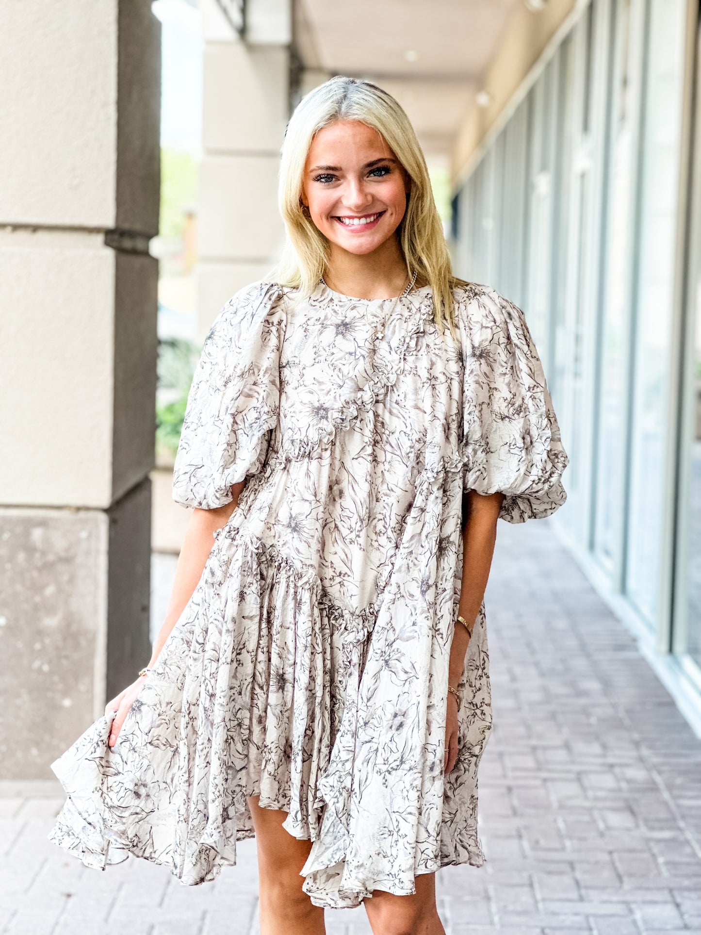 Sofie The Label “Zinta” Floral Mini Dress - Natural