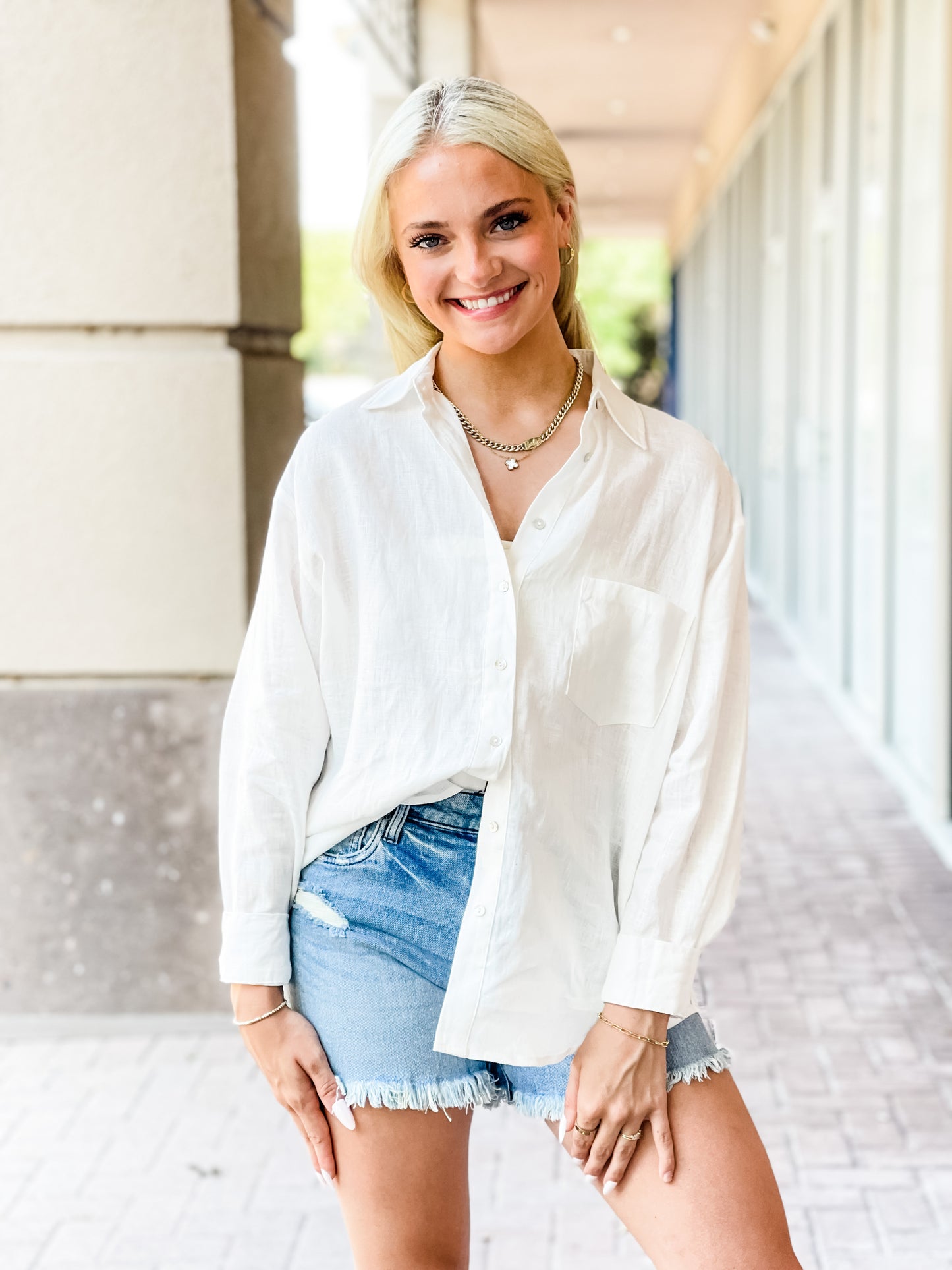 Lucy Paris Toni Button Down Top - White