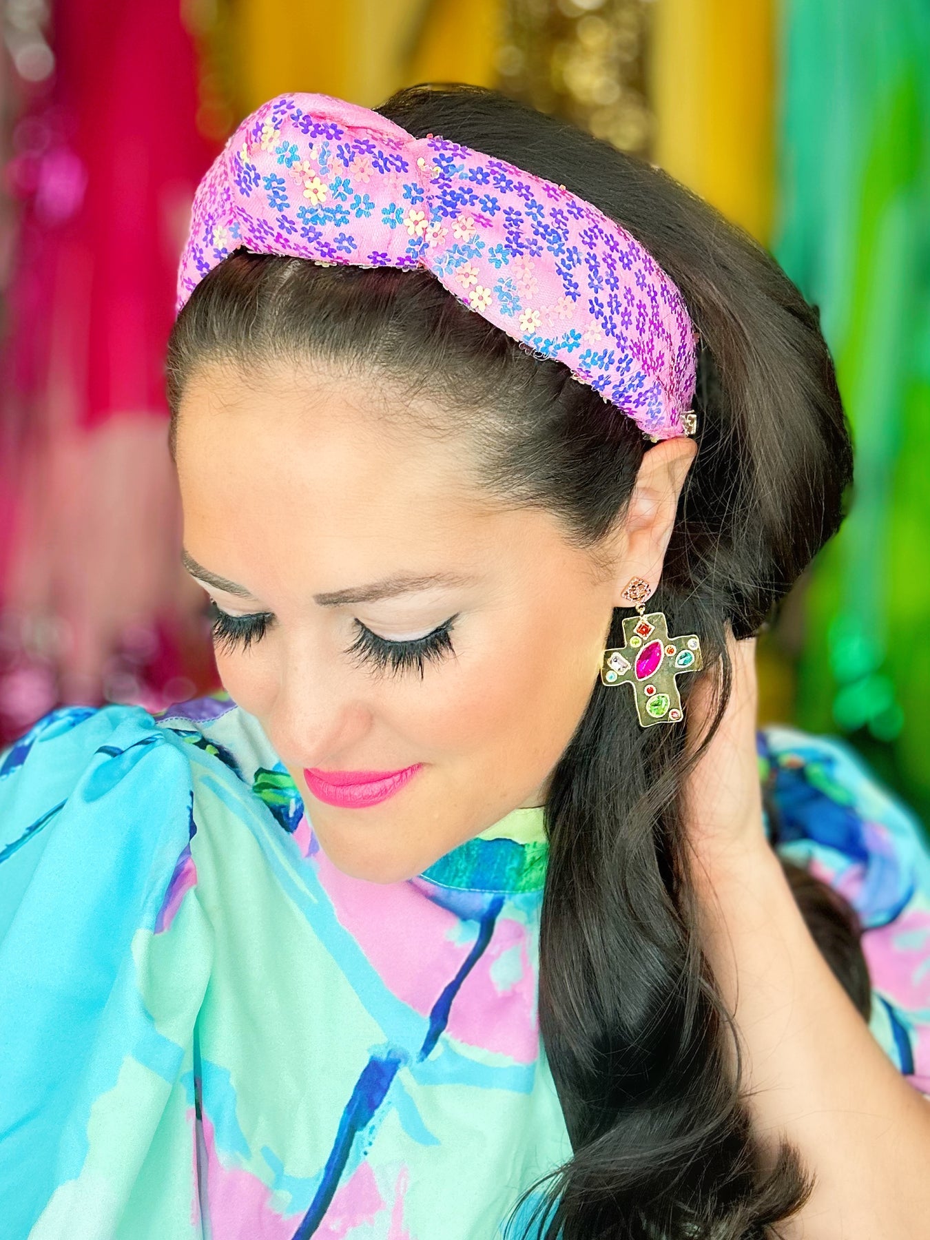 Brianna Cannon "Pink Sequin Flower" Headband