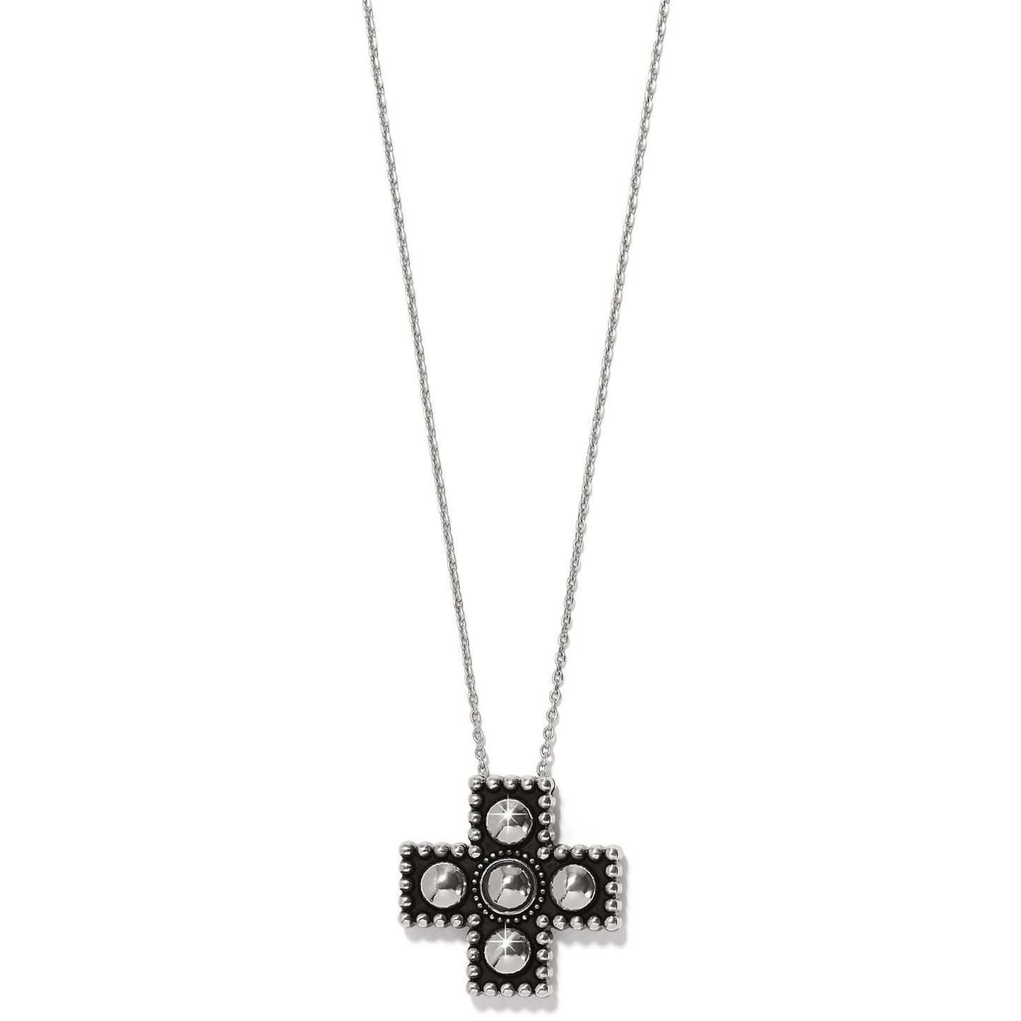 Brighton Pretty Tough Small Cross Necklace-Silver