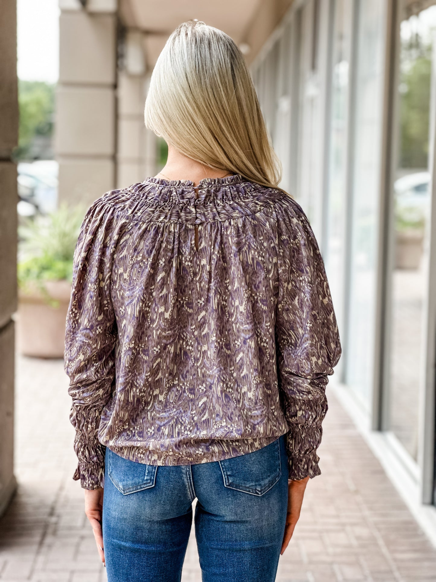 THML Mystic Long Sleeve Blouse-Grey