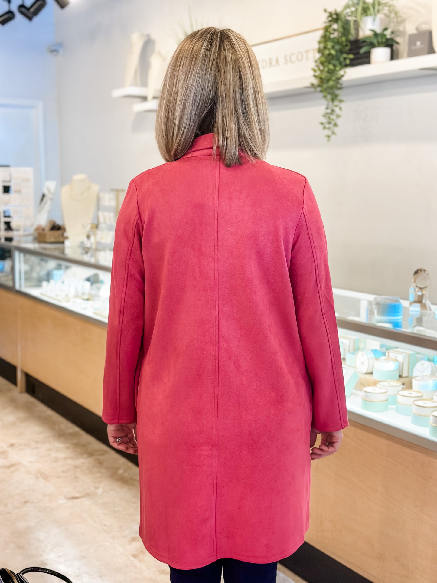 THML Chandler Faux Suede Coat-Pink