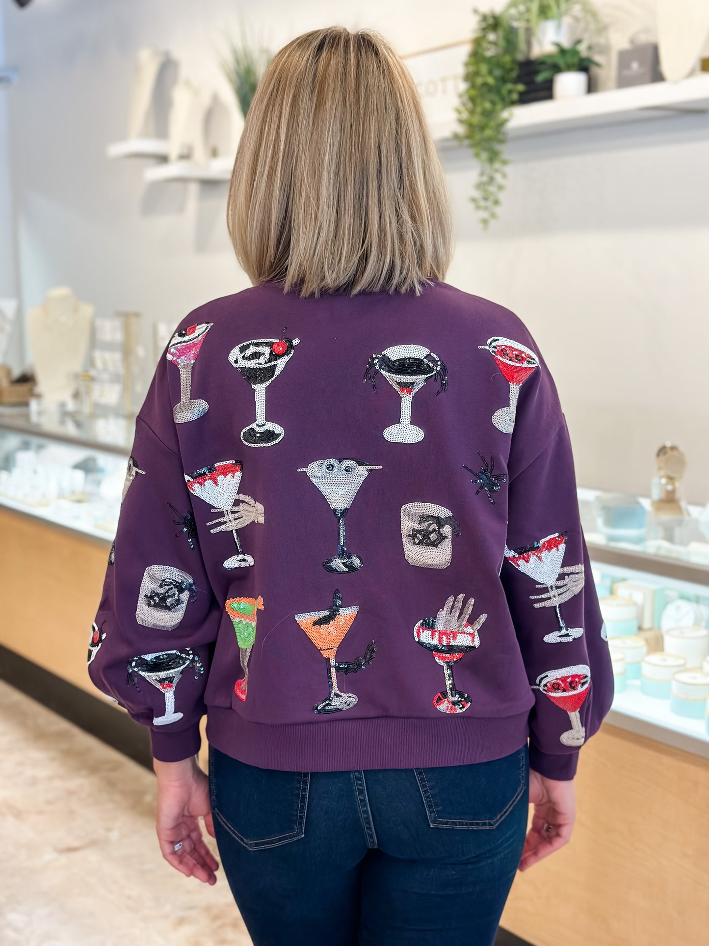 Queen of Sparkles "Spooky Spirits" Sweatshirt-Dark Purple