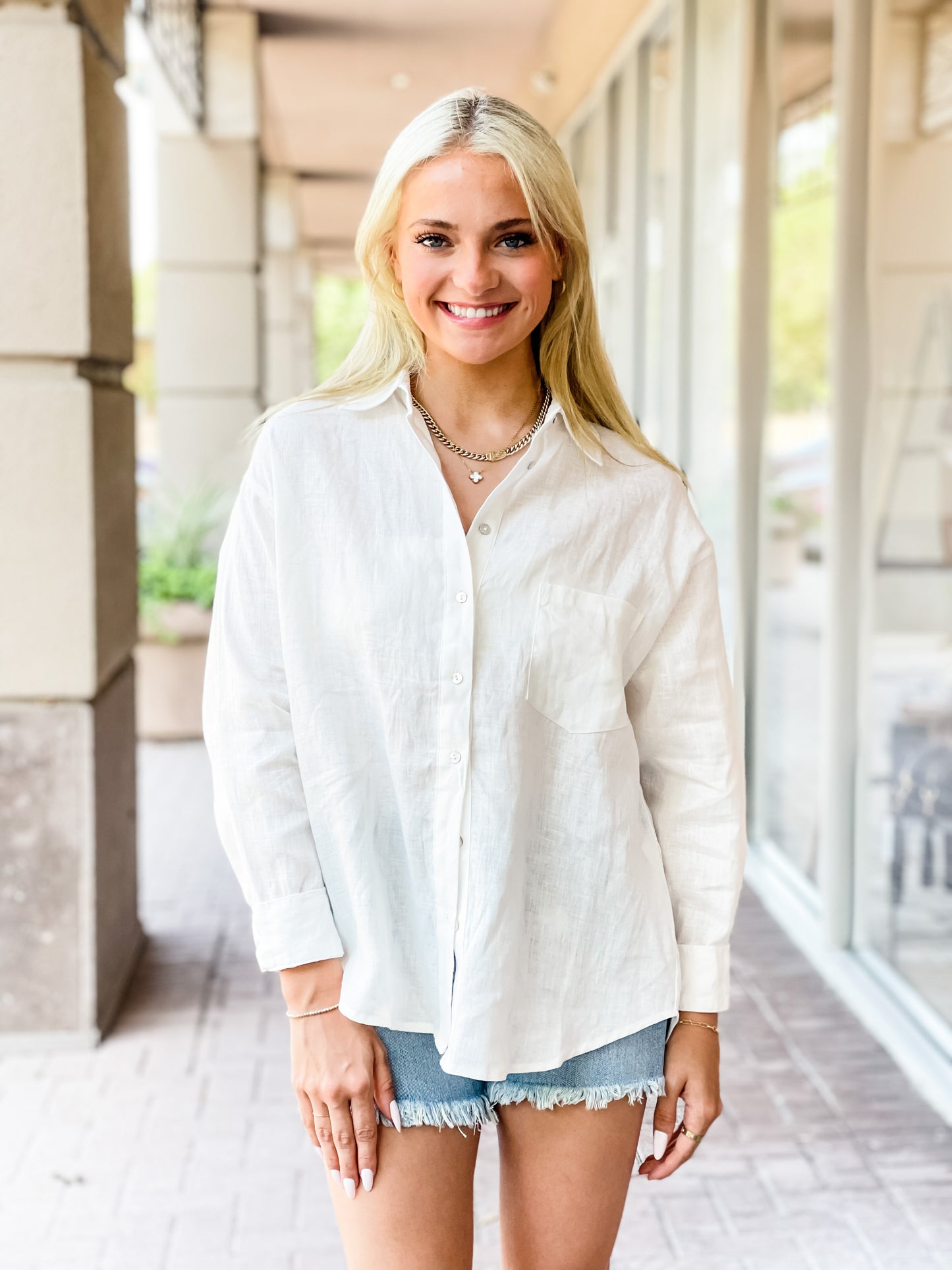 Lucy Paris Toni Button Down Top - White