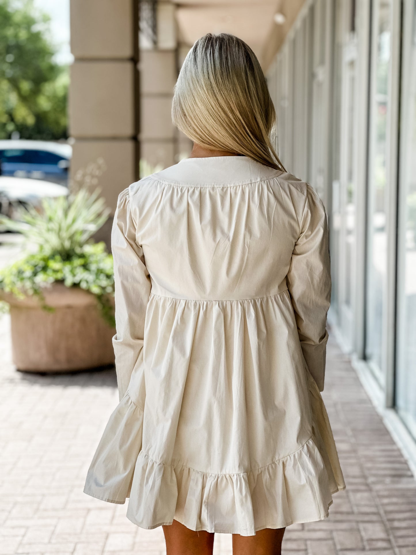 Aureum Lyla Poplin Dress-Oyster