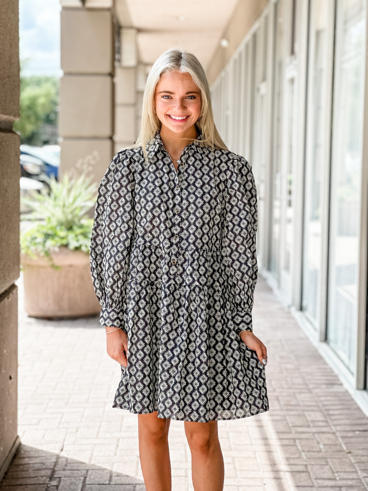 Aureum Layton Printed Shirt Dress-Black