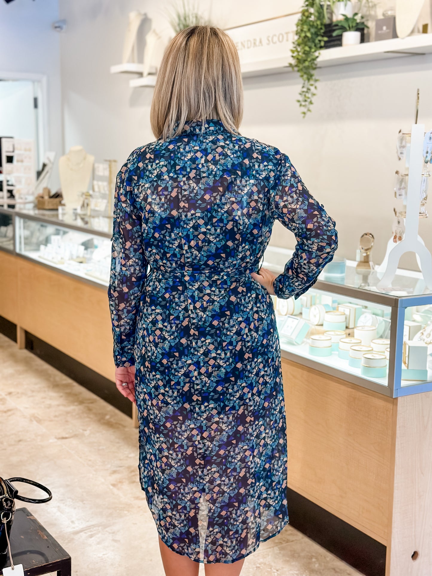Meet Me in Santorini "Devin" Dress-Blue Geo