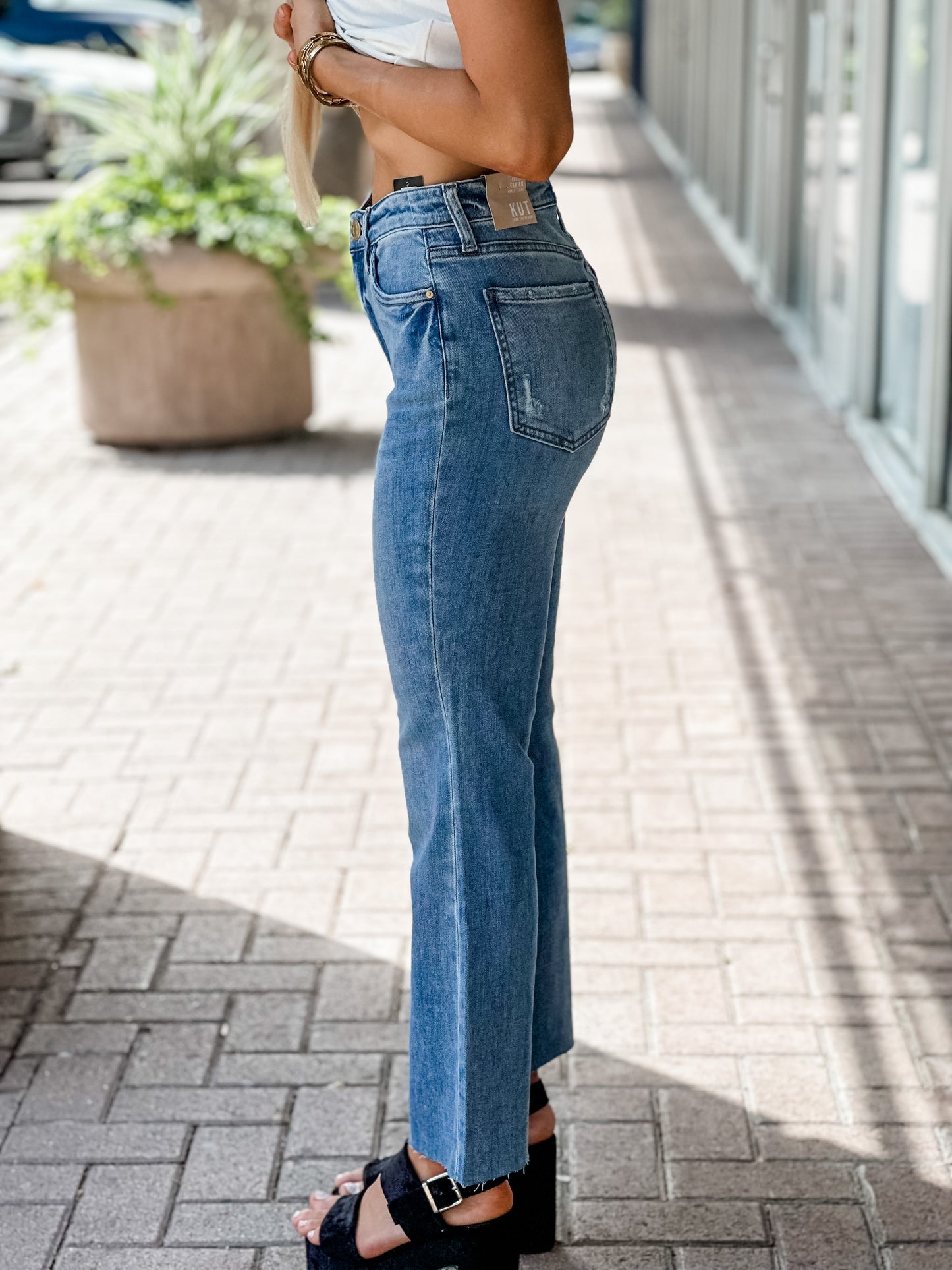 Kut from the Kloth "Kelsey" High Rise Fab Ab Ankle Flare-Extraordinary