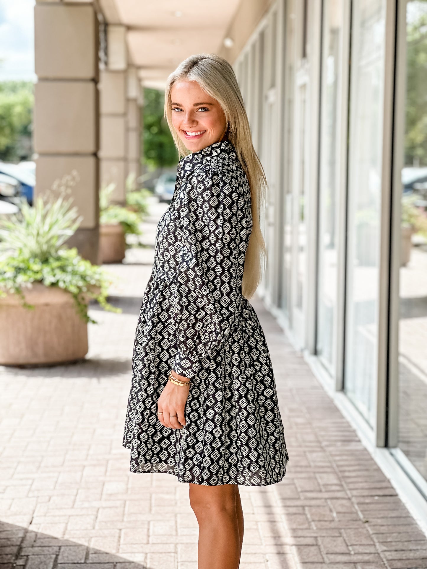 Aureum Layton Printed Shirt Dress-Black