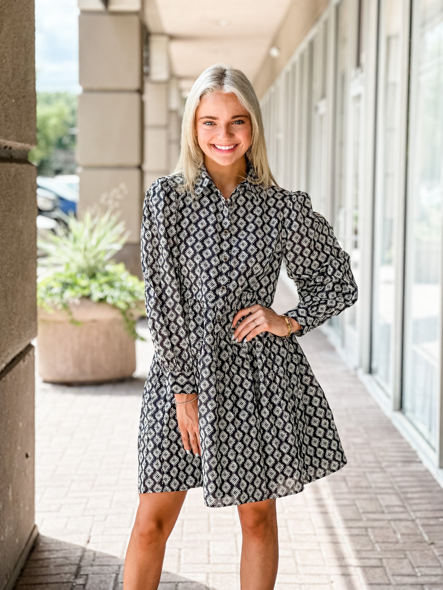 Aureum Layton Printed Shirt Dress-Black