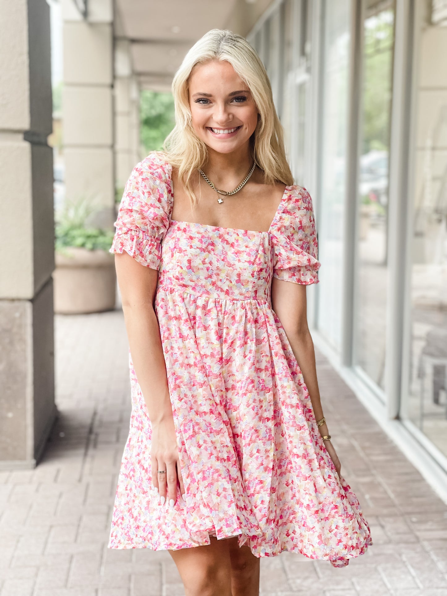Meet Me in Santorini "Sadie" Princess Dress-Pink Paintbrush