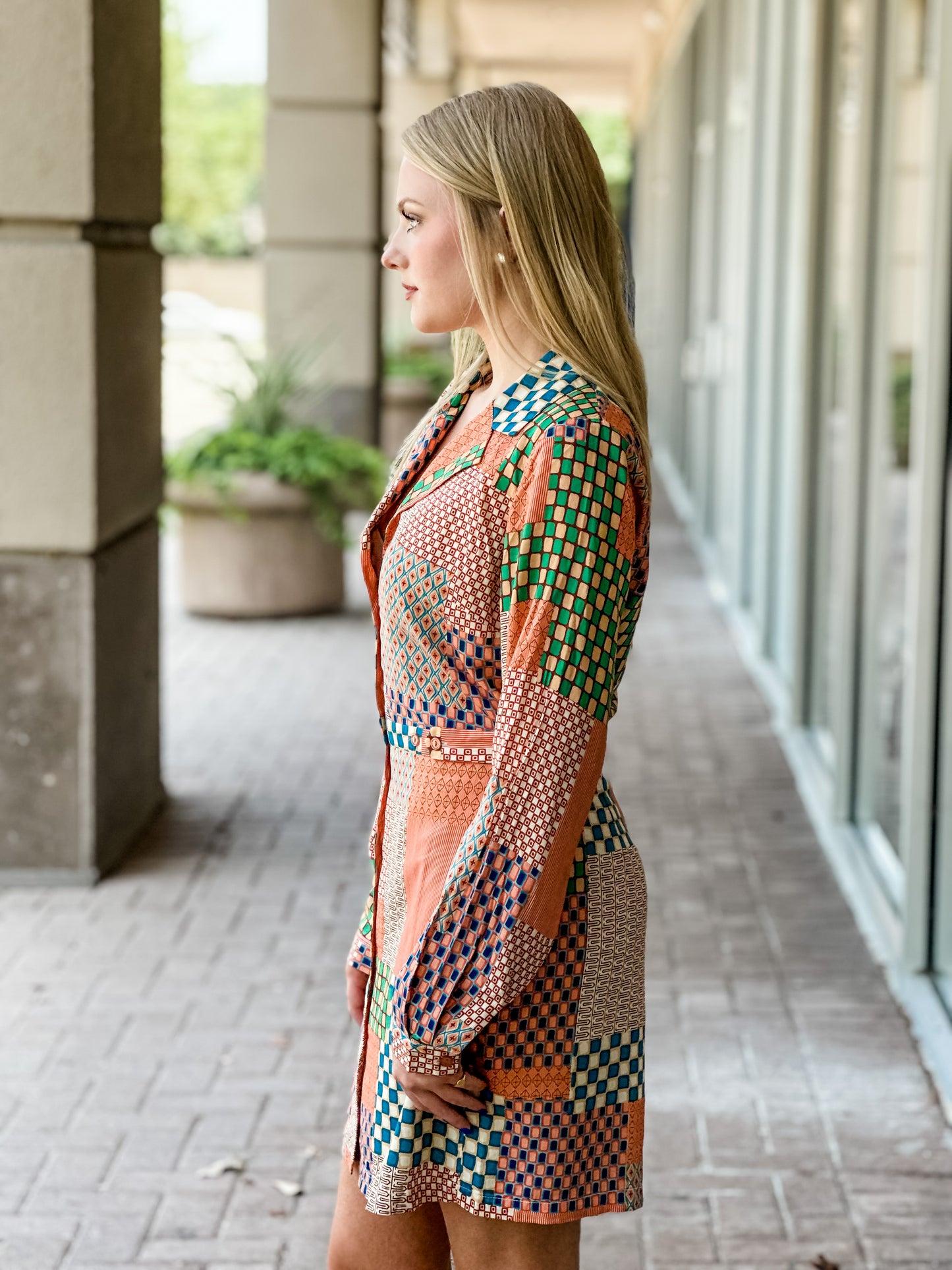 Lost + Wander "Blissful Mesa" Mini Dress-Orange Multi