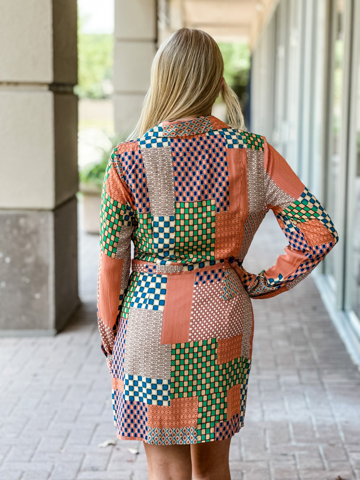 Lost + Wander "Blissful Mesa" Mini Dress-Orange Multi