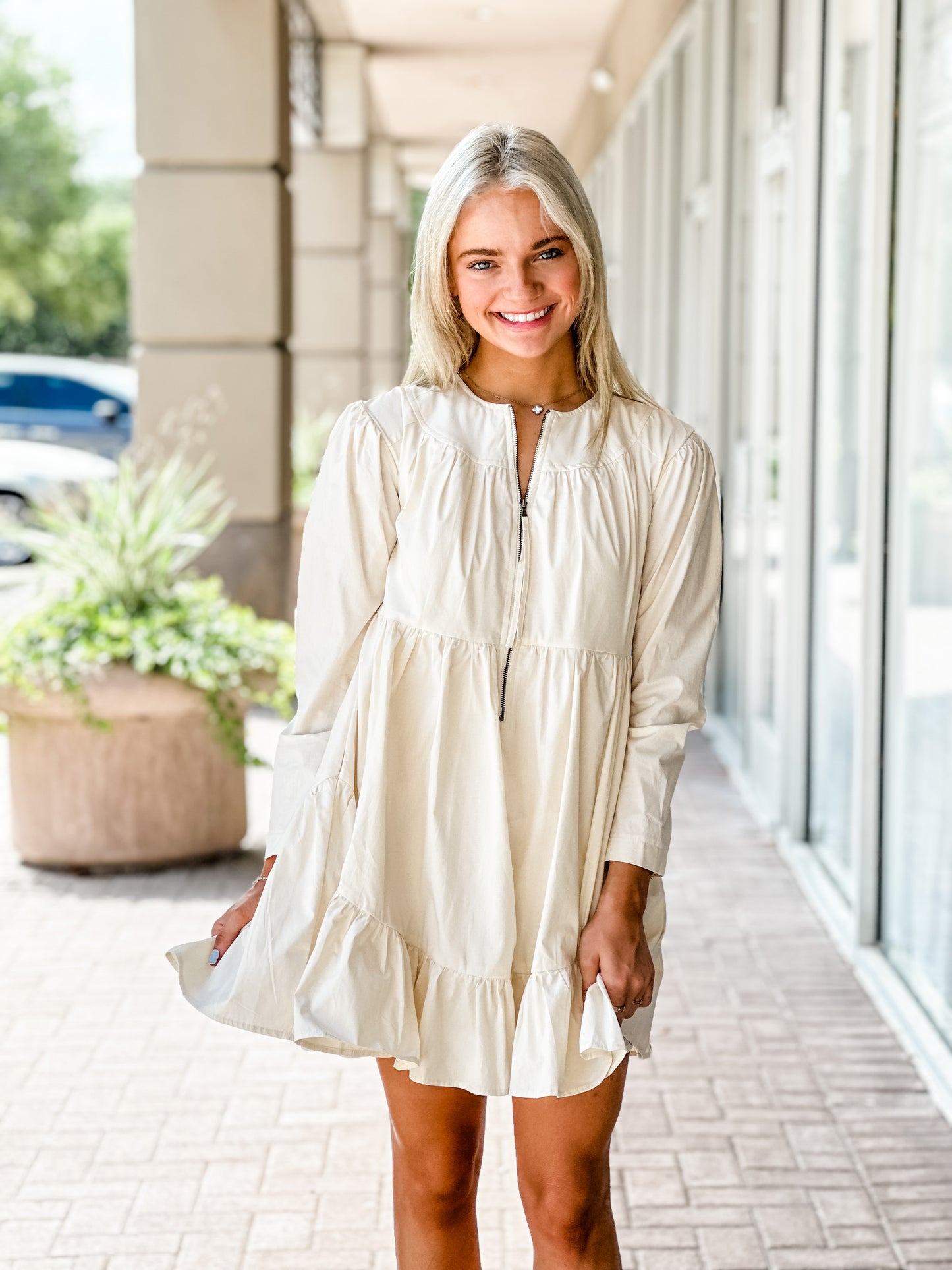 Aureum Lyla Poplin Dress-Oyster