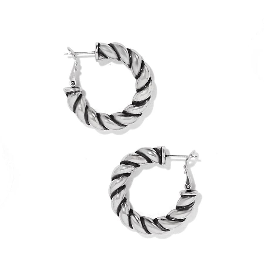 Brighton Interlok Twist Medium Leverback Hoop Earrings-Silver