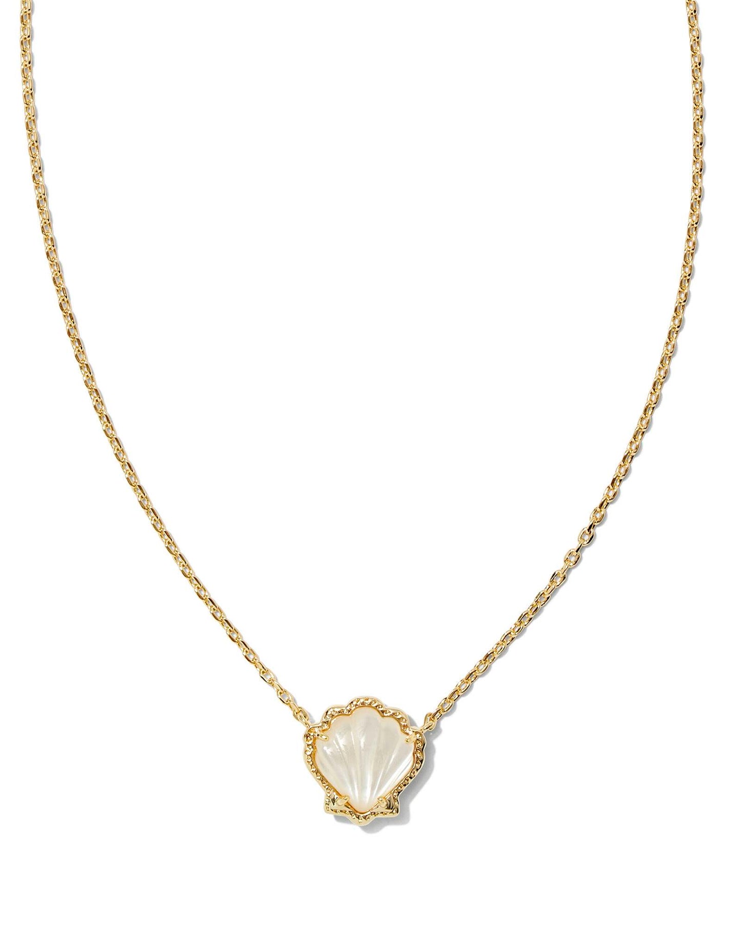 Kendra Scott Brynne Shell Pendant Necklace-Gold Ivory MOP
