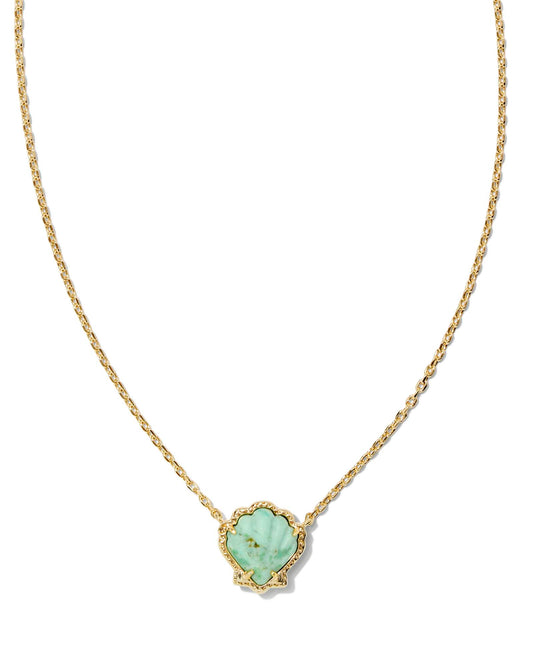 Kendra Scott Brynne Shell Pendant Necklace-Gold Sea Green Chrysocolla
