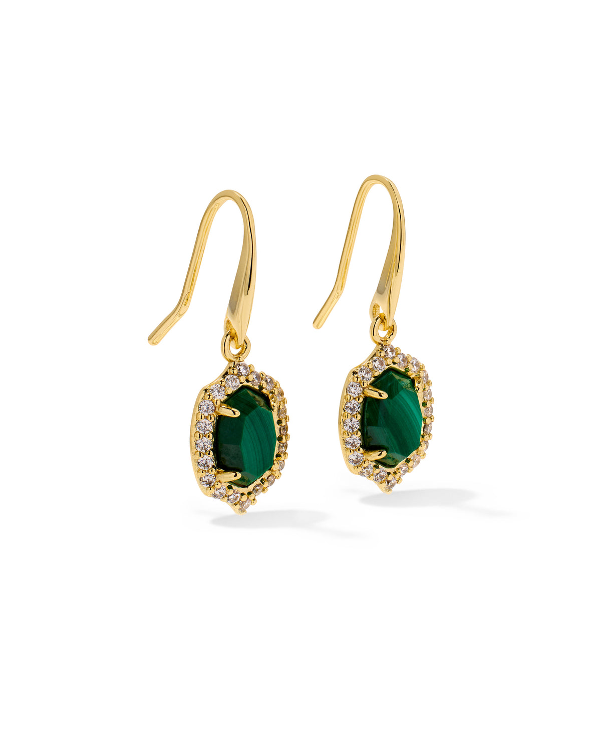 Kendra Scott Daphne Crystal Frame Drop Earring-Gold Green Malachite