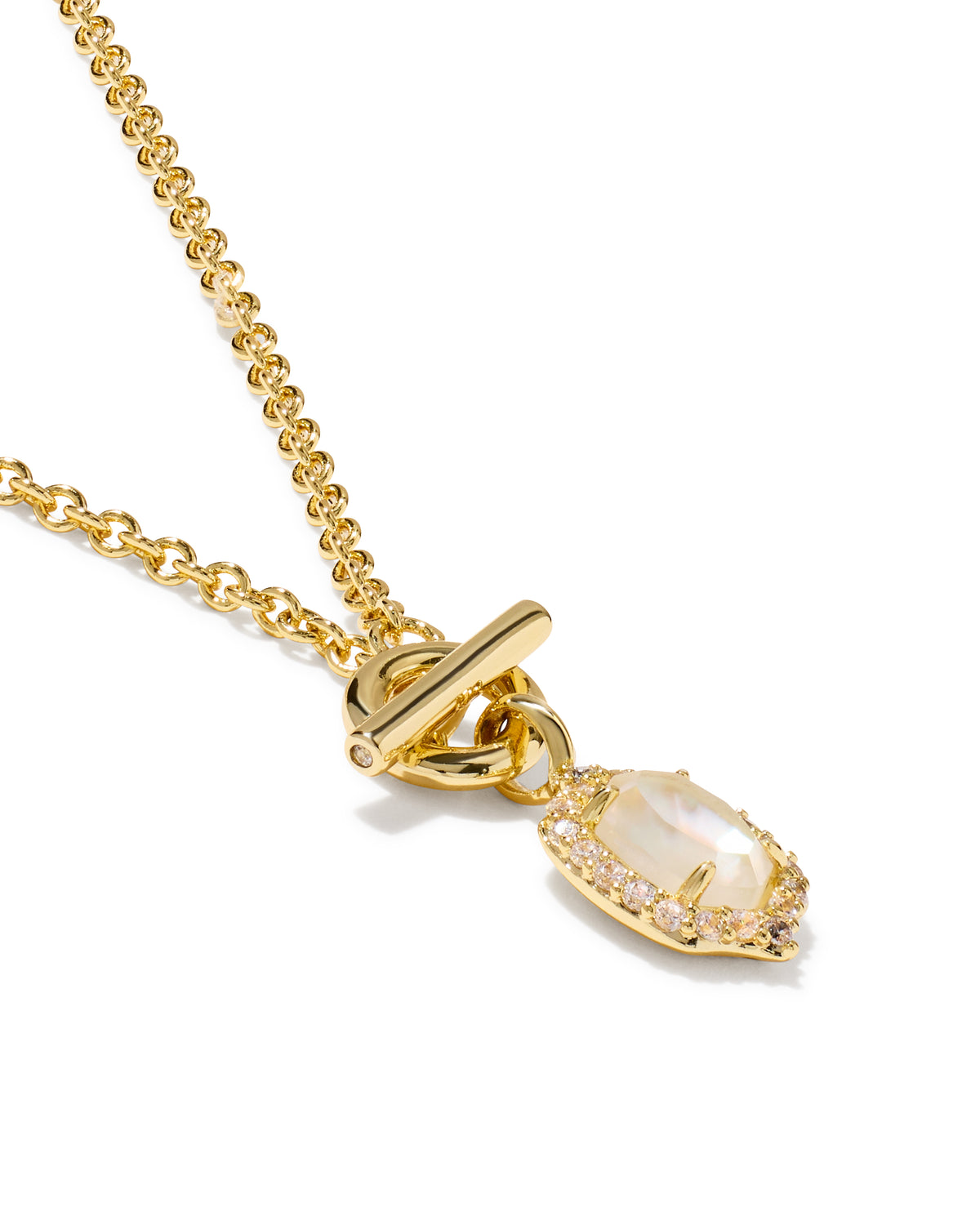Kendra Scott Daphne Crystal Frame Toggle Necklace-Gold Ivory MOP