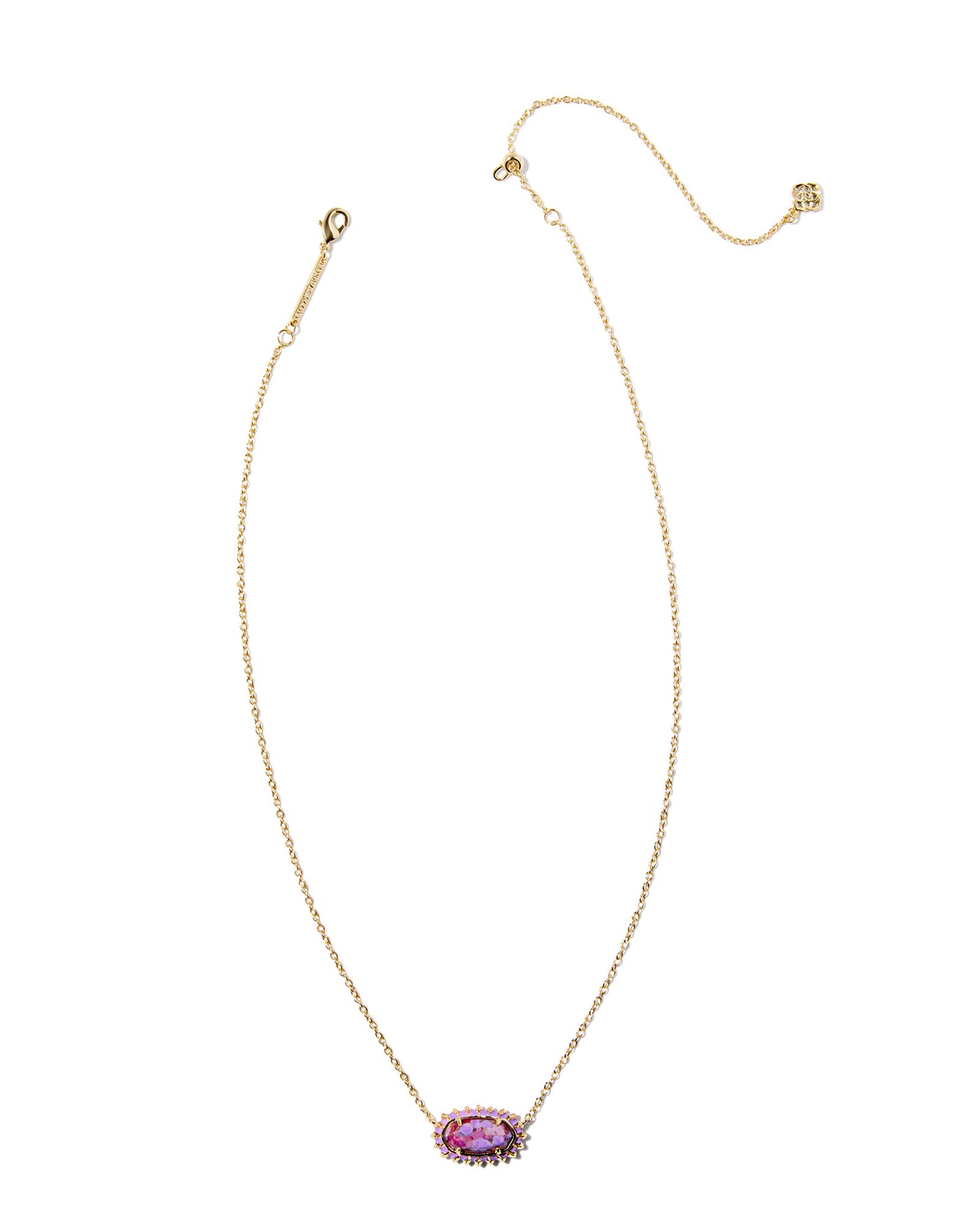 Kendra Scott Elisa Color Burst Framed Necklace-Gold Bronze Veined Violet