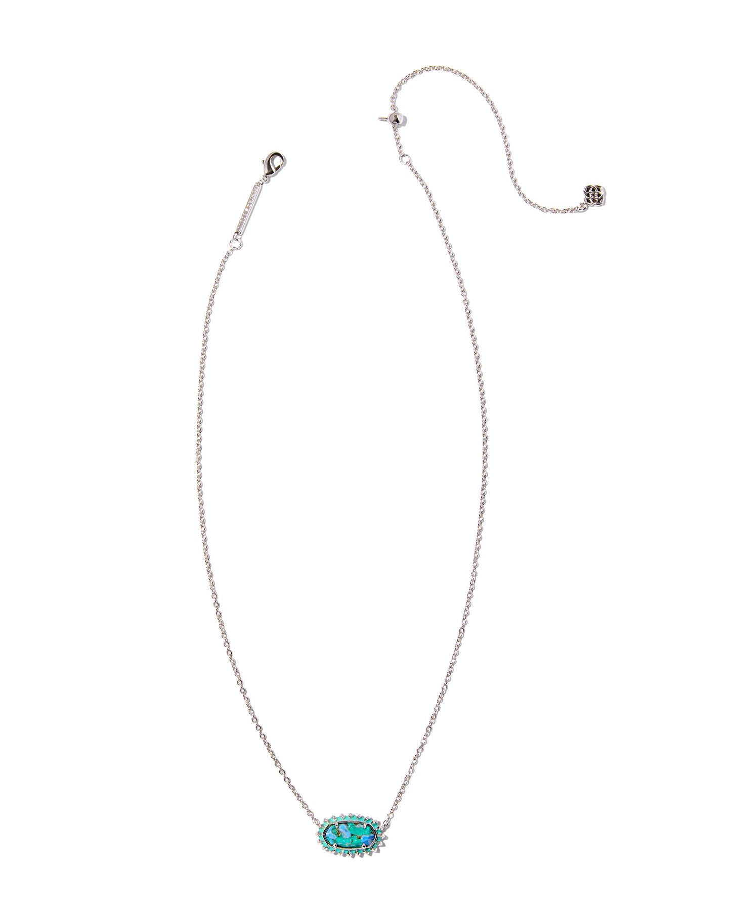 Kendra Scott Elisa Color Burst Framed Necklace-Silver Bronze Veined Aqua