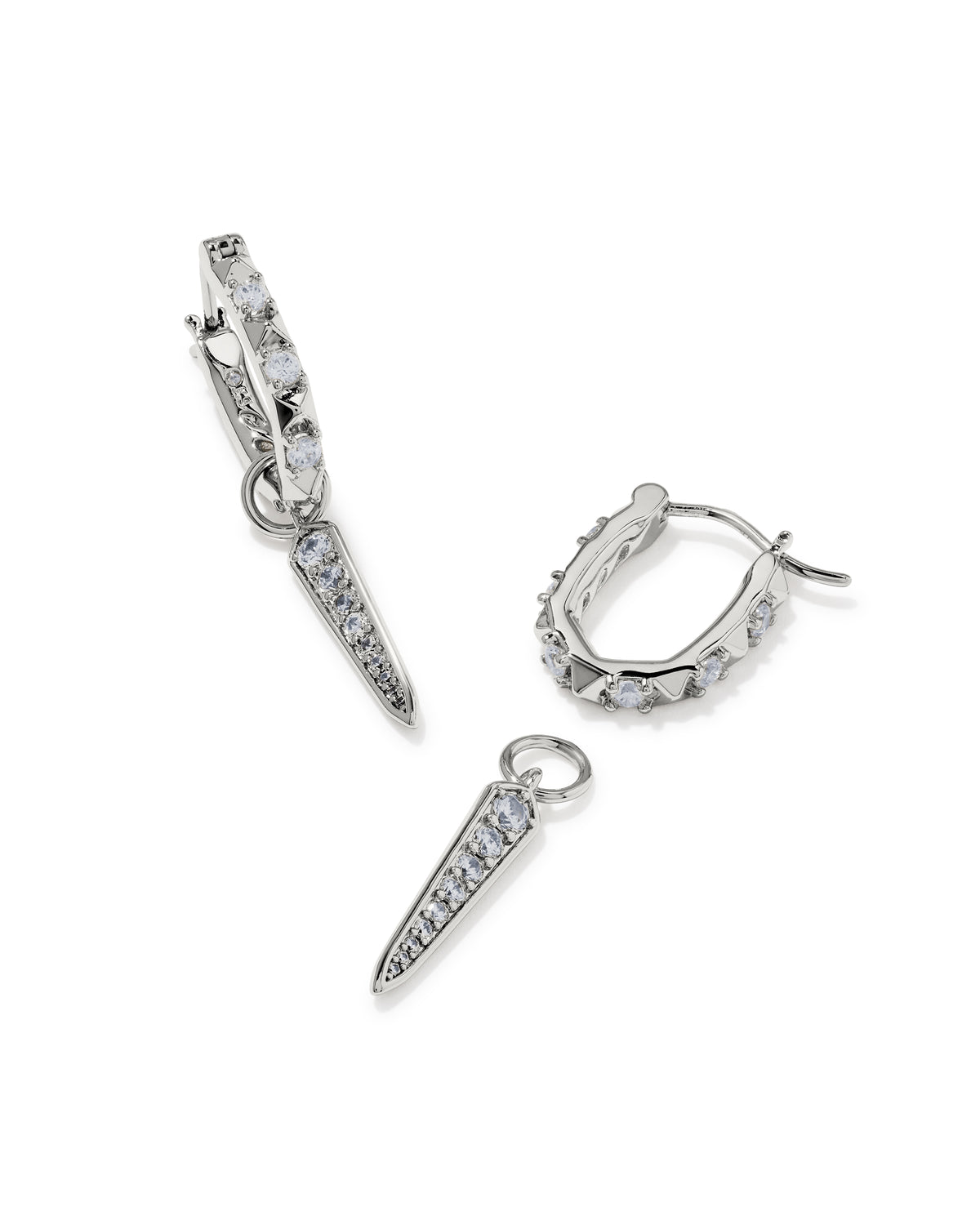 Kendra Scott Fate Huggie-Silver/White CZ