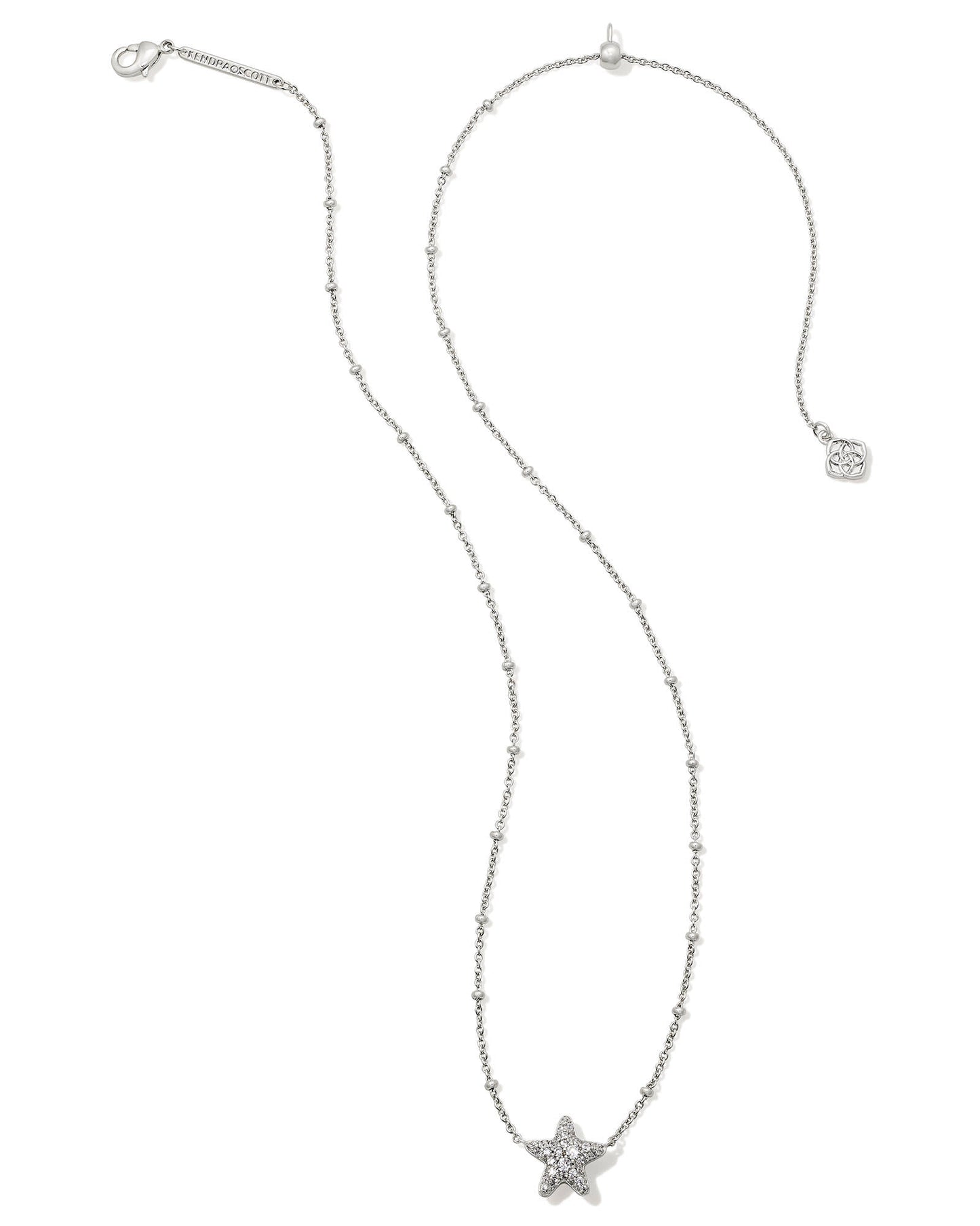 Kendra Scott Jae Star Pave Pendant Necklace-Silver White Crystal