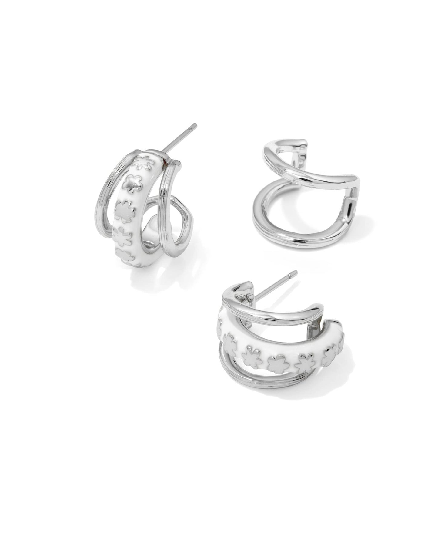 Kendra Scott Jane Huggie Earrings - Silver White Enamel