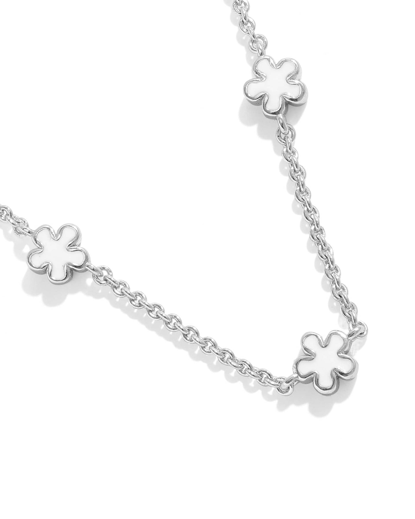 Kendra Scott Jane Silver Strand Necklace - Silver White Enamel
