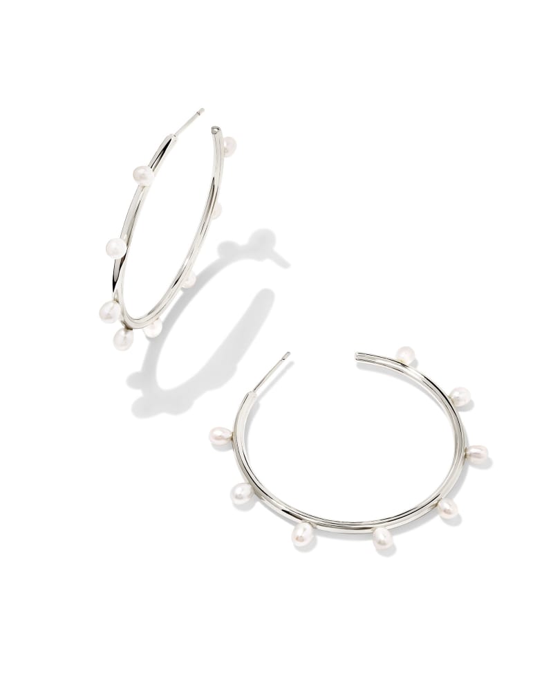 Kendra Scott Leighton Pearl Hoop- Gold or Silver