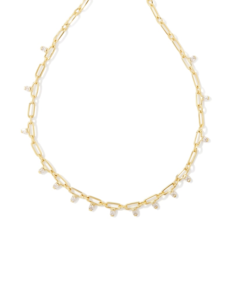 Kendra Scott Lindy Crystal Chain Necklace-Gold or Silver