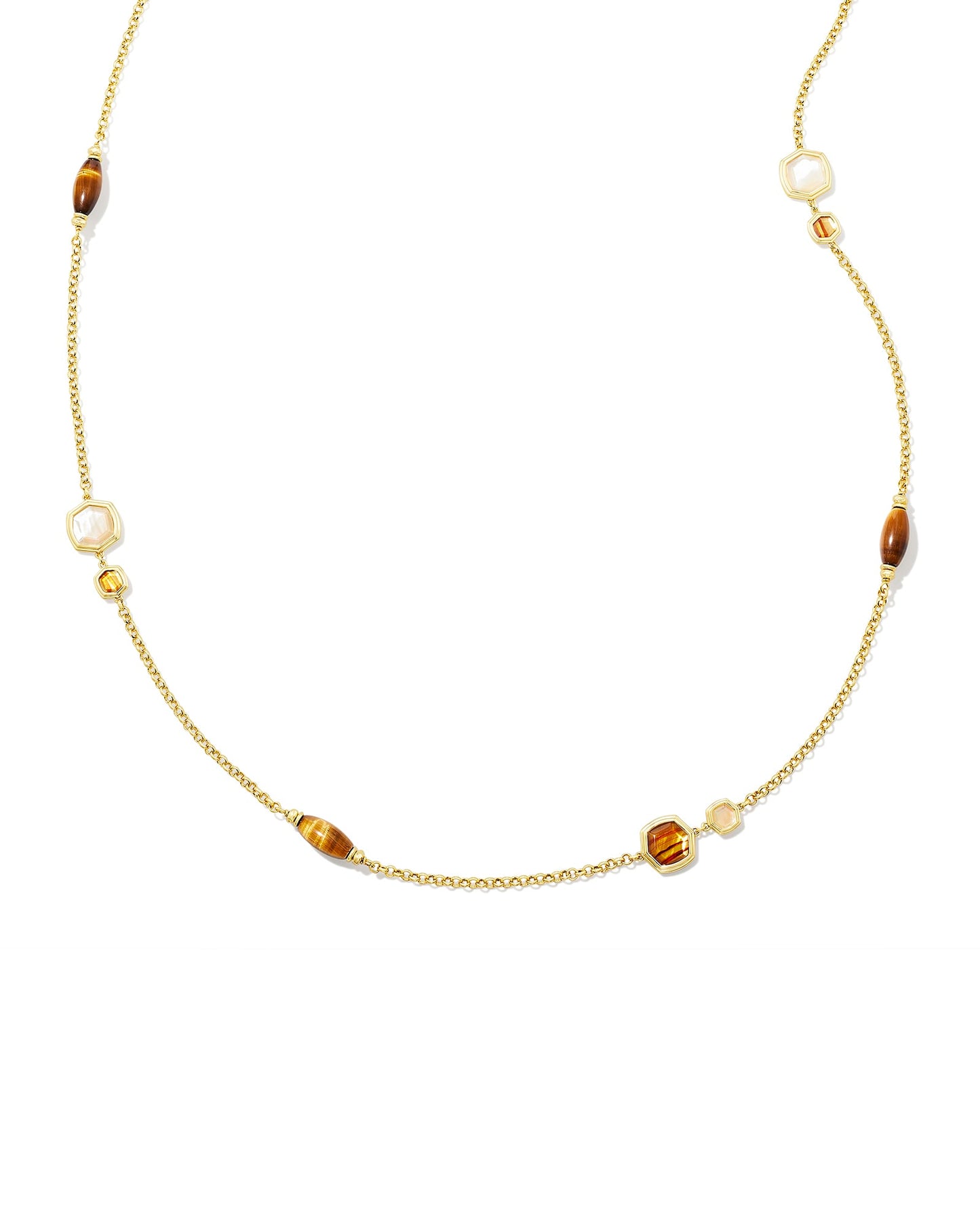 Kendra Scott Monica Long Strand Necklace-Gold Brown Mix